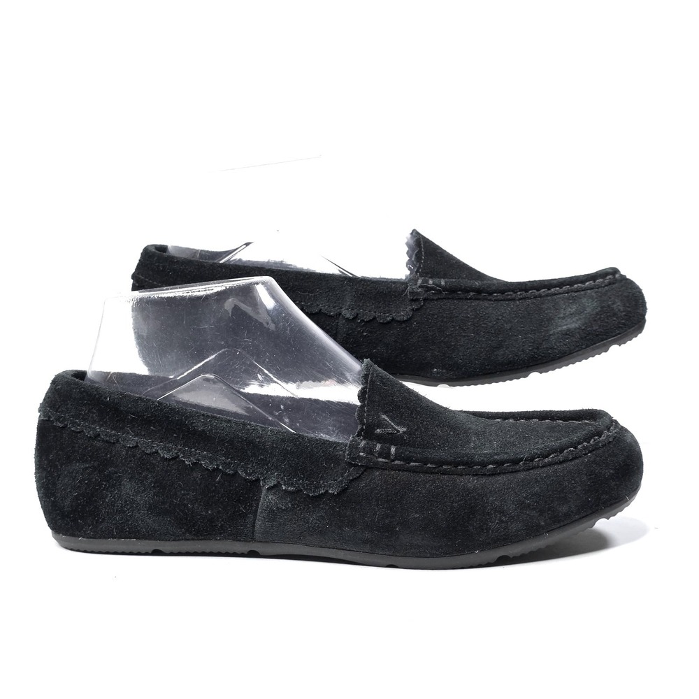Vionic McKenzie Loafers Women's Size 7 Black Suede Faux Fur Lined Moccasin Shoes